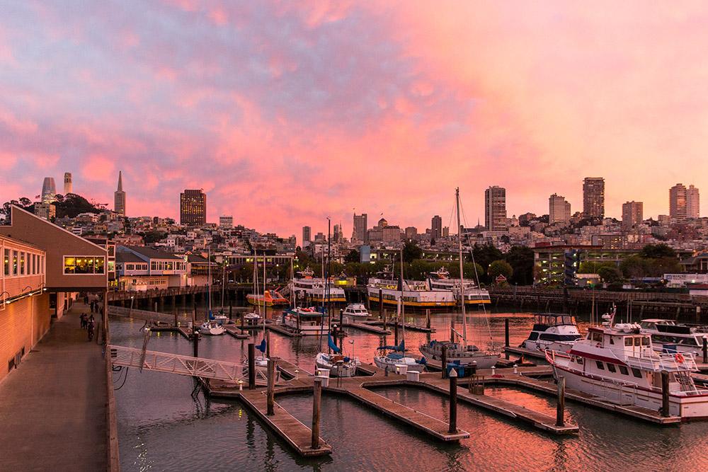 Fisherman's Wharf in San Francisco at sunset