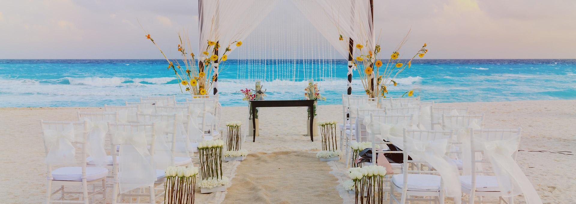 Wedding ceremony setup on the beach