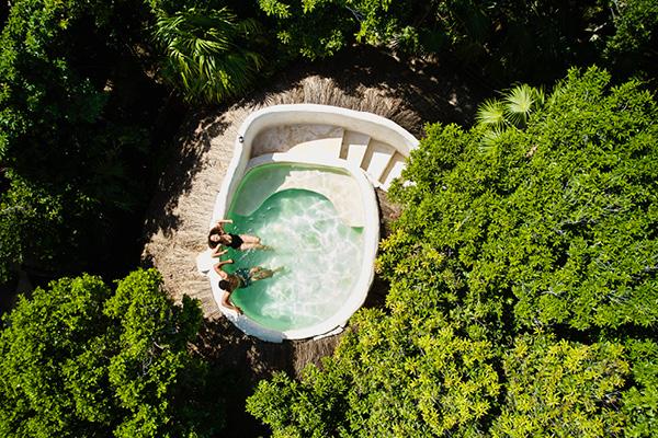 Couple relaxing in a pool